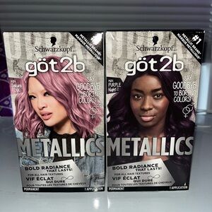 Vibrant Pink and Purple Metallic Hair Color